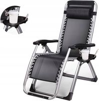Leżak Fotel Ogrodowy Grawitacyjny Plażowy Krzesło Kempingowe Uchwyt Napoje