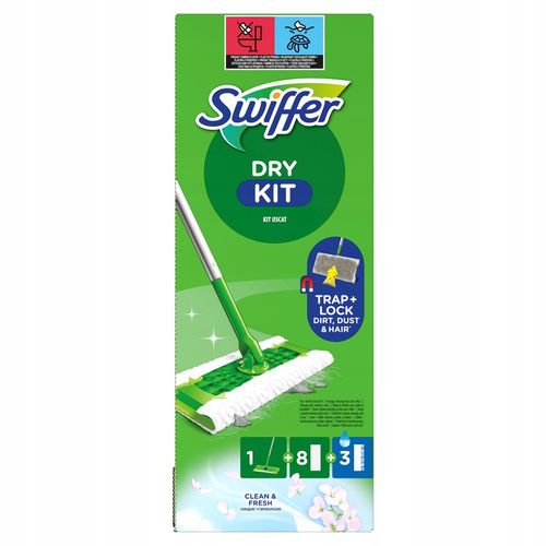 Swiffer Dry+Wet Kit Zestaw: mop, 8 suchych i 3 mokre chusteczki do kurzu na Arena.pl