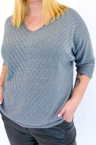 Cienki Sweter Damski ze Srebrną Nitką Popielaty UNI na Arena.pl