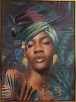 Obraz ręcznie malowany portret MYSTERY 60X80 ciemnoturkusowy