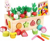 Montessori Sorter Klocków Złap Robaczka Układanka Drewniany Wózek