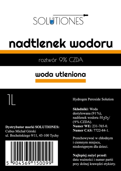Nadtlenek wodoru 9% woda utleniona 1l Solutiones zdjęcie 3