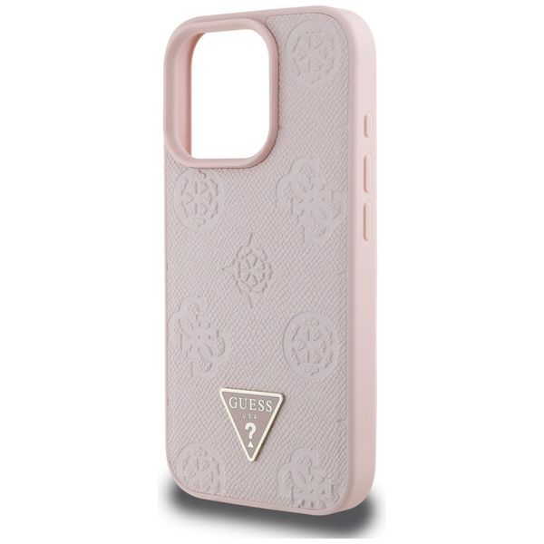 Etui Guess Grained Hot Stamp Peony Triangle Logo MagSafe do iPhone 16 Pro zdjęcie 6