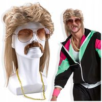 PRZEBRANIE LATA 70 80 90 RETRO OKULARY PERUKA STRÓJ ROCKMAN ALVARO