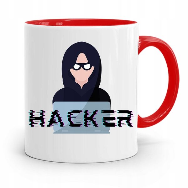 Kubek Czerwony Informatyka Programisty Hacker Z Nadrukiem Ze Zdjęciem zdjęcie 1