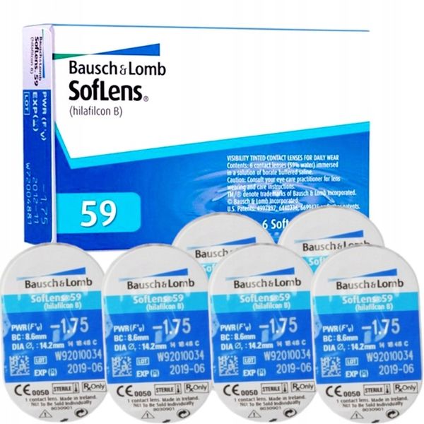 Soczewki SOFLENS 59 6 szt. BC 8.6 moc -2,75 zdjęcie 1