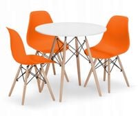 Zestaw kuchenny stół TODI 80 cm biały i 3 krzesła OSAKA pomarańczowe