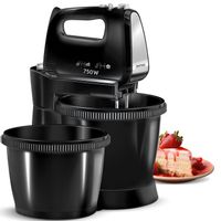 Mikser ręczny 2 misy obrotowe zestaw czarny MPM MMR-22Z/C 750W