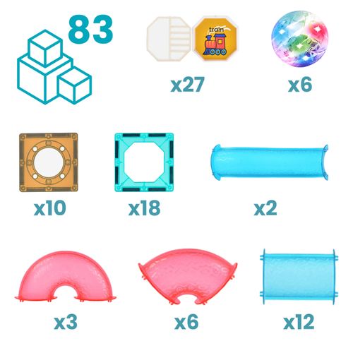 Klocki Magnetyczne 3D Świecące Konstrukcyjne Edukacyjne 83 elementy na Arena.pl