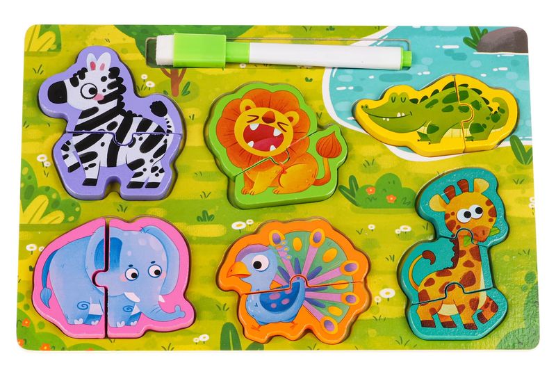 Drewniana Tablica + Puzzle Safari zdjęcie 2
