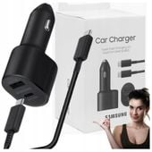 ŁADOWARKA SAMOCHODOWA SAMSUNG USB-A/USB-C 45W/15W +Kabel Czarna