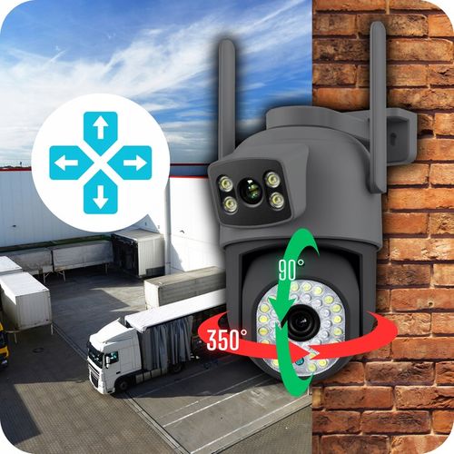 PODWÓJNA KAMERA WIFI IP SMART ZEWNĘTRZNA OBROTOWA 6MPX APLIKACJA ULTRA HD na Arena.pl