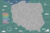 MAPA POLSKI - SREBRNA MAPA ZDRAPKA