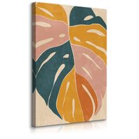 Obraz Na Płótnie Kolorowy Liść Monstery Styl Boho Natura 20cm x 30cm