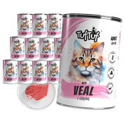 MOKRA KARMA DLA KOTA TufTuf Puszka mielonka z cielęciną ZESTAW 12x400g