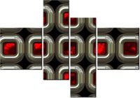 130CM 90 OBRAZ 4 ELEM CZERWONE LUKSWERY ŚCIENNY