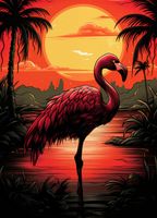 Plakat 13x18cm Flaming nad Wodą
