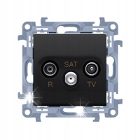 Gniazdo antenowe R-TV-SAT końcowe czarne mat Simon 10 CASK.01/49