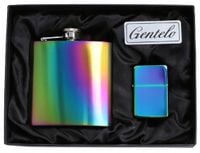 Zestaw Piersiówka i Zapalniczka Benzynowa Tęczowa