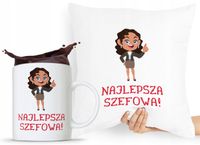 Zestaw Poduszka + Kubek Dla Szefa Szefowej Prezent Z Nadrukiem Ze Zdjęciem