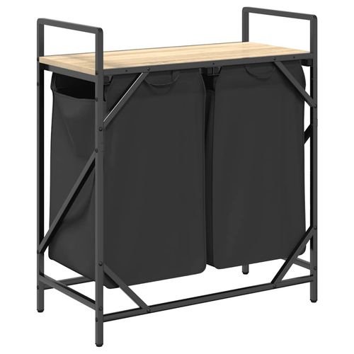 Kosz na pranie 2 przegrody z półką, dąb sonoma na Arena.pl