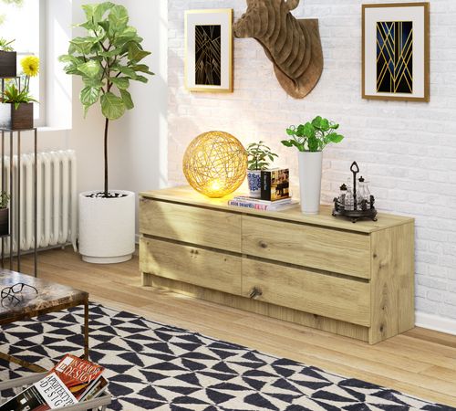 Komoda K 160 cm 4 szuflady - dąb artisan na Arena.pl