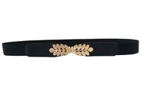 Pasek Damski do sukienki Elastyczny wąski listki H74_Czarny