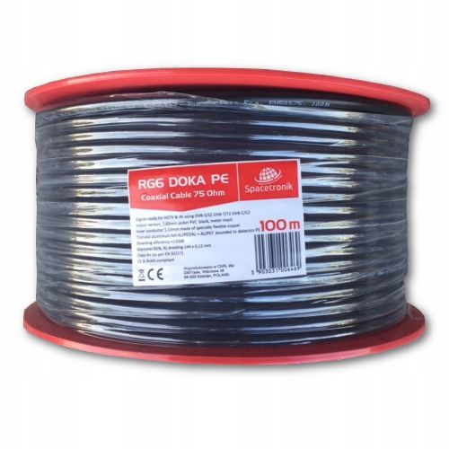 Kabel RG6 Spacetronik DOKA PE 4K Trishield 100m na Arena.pl