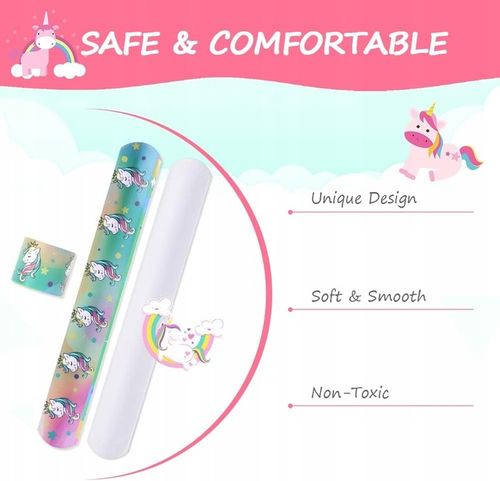 OPASKI ZACISKOWE BRANSOLETKI KOLOROWE W JEDNOROŻCE IDEALNE DLA DZIECI 24SZT na Arena.pl