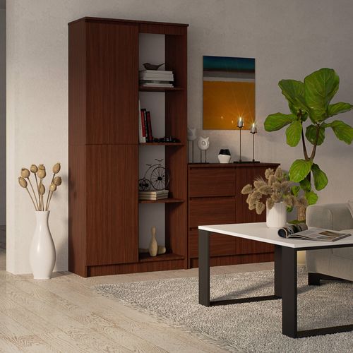 REGAŁ BIUROWY R 80 cm CLP 1 DRZWI 4 PÓŁKI WENGE na Arena.pl