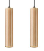 Ekologiczna LAMPA wisząca SL.0637 2-punktowa OPRAWA drewniany ZWIS tuba czarna