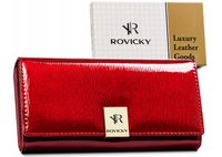 portfel damski z lakierowanej skóry naturalnej zamykany na zatrzask