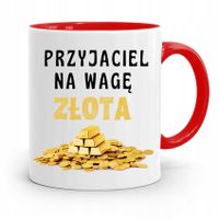 Kubek Czerwony Przyjaciela Na Wage Złota Z Nadrukiem Ze Zdjęciem