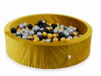 Suchy basen z piłeczkami 400 sztuk 110x30 Velvet zloty (srebrne, złote, czarne)