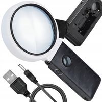 LUPA NUMIZMATYCZNA SZKŁO POWIĘKSZAJĄCE SKŁADANE 6x80mm + 25x18mm LAMPA UV