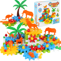 Zestaw Konstrukcyjny Klocki Kształty Koła Zębate Palmy Figurki Zwierząt