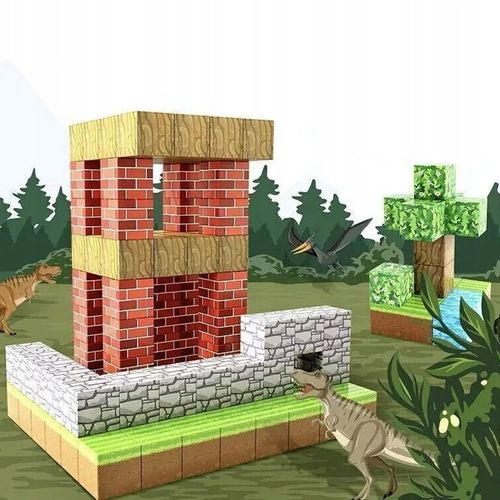 MAGNETYCZNE KLOCKI KONSTRUKCYJNE CHATY KOSTKI 3D STEM DLA DZIECI 100EL na Arena.pl