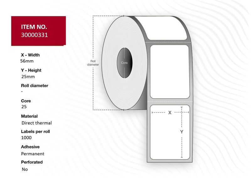 Capture Label 56x25 - Core 25. White. zdjęcie 1