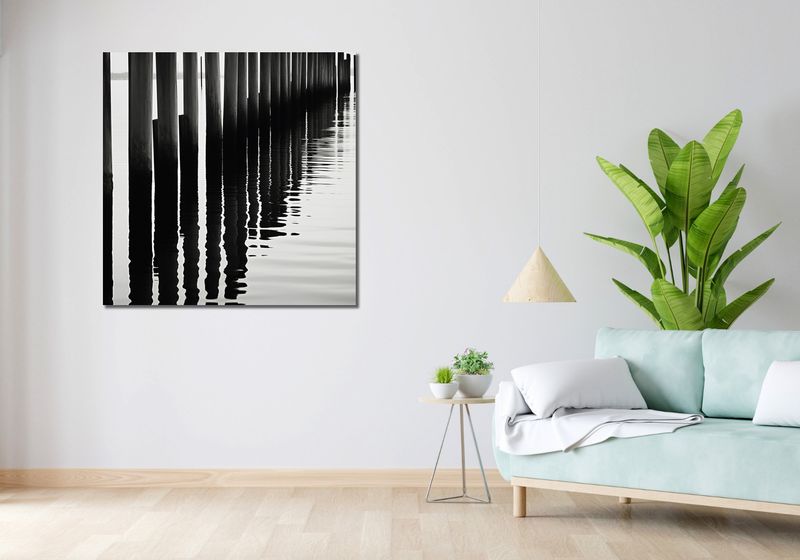 Obraz 100x100cm Rytm Wody i Drewna zdjęcie 2