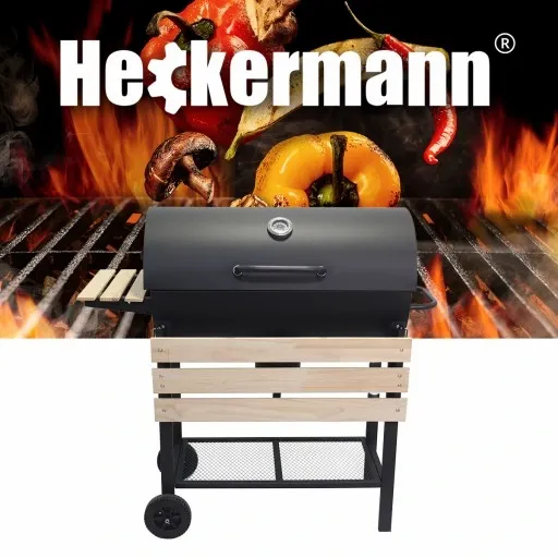 GRILL WĘGLOWY OGRODOWY 2 RUSZTY CHROMOWANE 2 PÓŁKI POPIELNIK TERMOMETR STAL zdjęcie 8