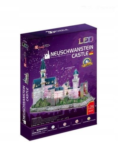 CUBIC FUN Puzzle 3D LED ZAMEK NEUSCHWANSTEIN CASTLE L174 128 elementów na Arena.pl