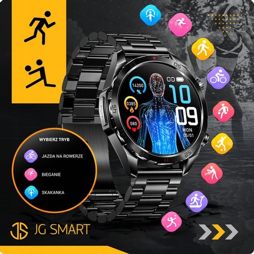 SMARTWATCH MĘSKI ZEGAREK EKG FUNKCJA POMIARU CUKRU AMOLED CIŚNIENIE ROZMOWY na Arena.pl