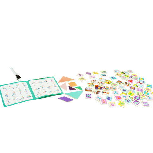 EDUKACYJNA SENSORYCZNA TABLICA MAGNETYCZNA KREATYWNA ZEGAR TANGRAM KARTY na Arena.pl