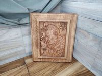 Płaskorzeźba drewniany obraz w ramie JAN PAWEŁ II prezent na ślub 80 cm