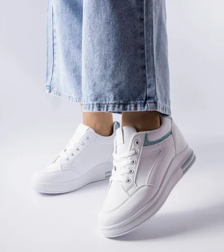 Białe sneakersy z brokatowymi wstawkami Bonevil 37 na Arena.pl