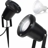 REFLEKTOR CZARNY HALOGEN LAMPA LED OGRODOWA SZPIKULEC WBIJANA W GRUNT 230V