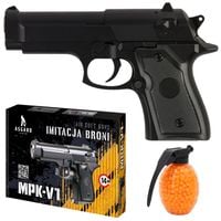 Pistolet metalowy na kulki plastikowe 6mm replika imitacja MPK-V1 800 kulek