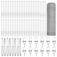 Ogrodzenie z słupkami Srebrny 1 x 100 m Stal pokryta PCV