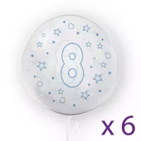Balony z cyfrą "8" (6 sztuk), gwiazdki niebieskie