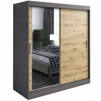 Szafa przesuwna 180cm 2 wnętrza ANTRACYT + ARTISAN